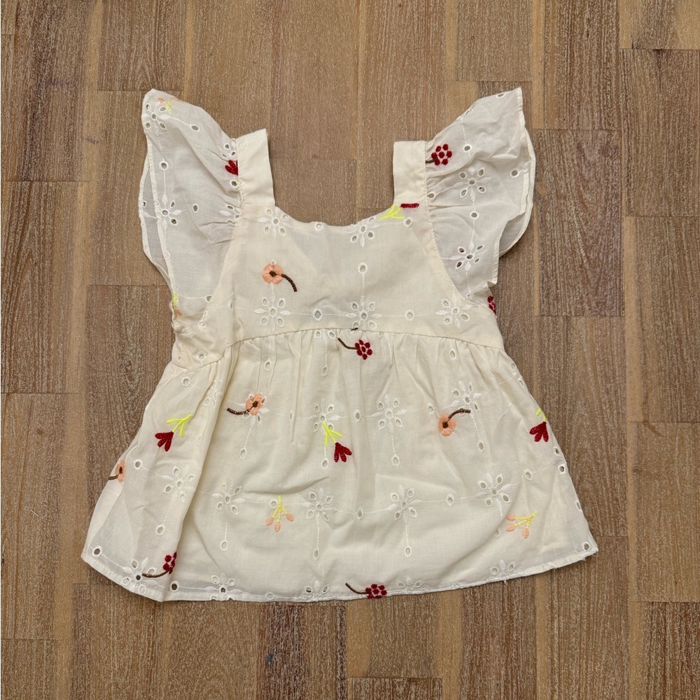 Zara Girls Eyelet Embroidered Top 5-6 Years